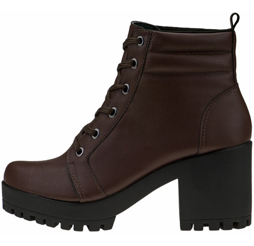Bota Coturno Feminino Salto Médio Tratorado Macio Promoção
