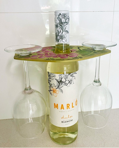 Imagen 3 de 3 de Corte Fibrofácil Para Pintar, Modelo Porta Copas X 2 De Vino