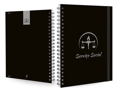 Caderno Universitário Plus Profissões Preto Prata 1 Matéria Cor Serviço Social