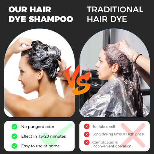 Champú Para Tinte De Cabello Negro Natural Solución Instantá