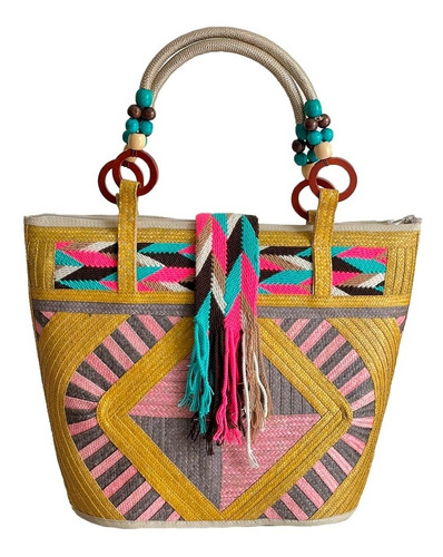 Bolso Exclusivo Caña Flecha Multicolor A Mano