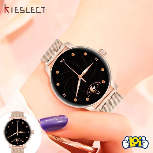 Imagen 8 de 8 de Smartwatch Kieslect L-series Lady Smart Watch 1.09" caja 40mm de aleación de aluminio dorada, malla dorada de silicona L11