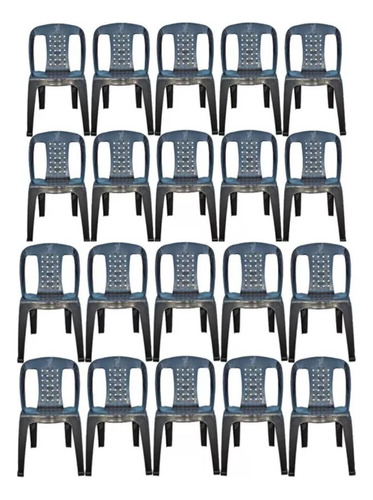 Kit 20 Cadeiras Plásticas Preta S/braço Para Eventos