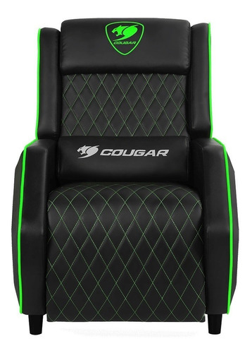 Imagen 1 de 4 de Silla de escritorio Cougar Ranger gamer negra y verde con tapizado de cuero sintético