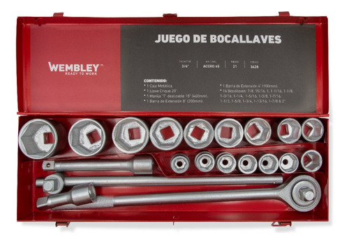 Juego De Bocallaves Wembley 3/4 Sae 7/8-2 21pzs