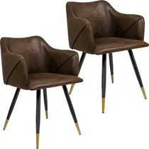 Comprar Set 2 Sillas Sillones Juego Comedor Cocina Suede Gamuza Cafe Color de la estructura de la silla Negro