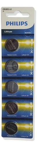 Bateria Cr2032 Philips Lithium 3v Cartela Com 5 Unidades