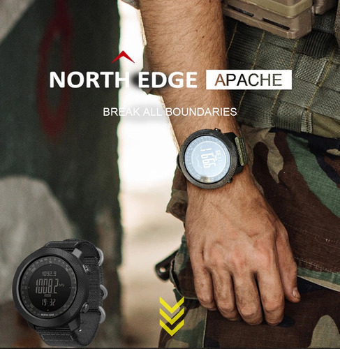 Reloj Tactico Militar North Edge Apache Negro Malla Nylon