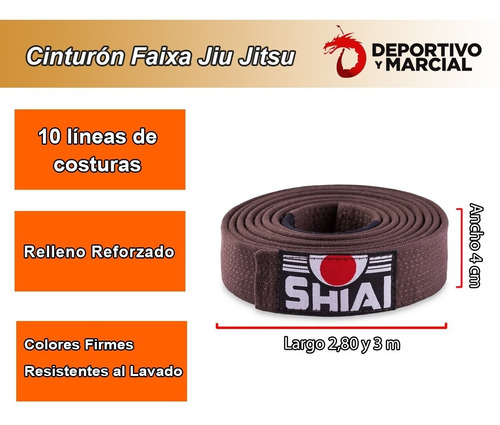 Imagen 3 de 9 de Cinturon Faixa Jiu Jitsu Shiai Tokaido Brazilian Kimono Bjj