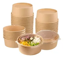 Comprar 50 Bowl Con Tapa Bowls Plastico Polipapel Kraft Envase 500cc Bowl Kraft Bowl Plástico Bowl Desechable Carton Bowl Ensalada Envase Desechable Papel Kraft Envase Bowl Kraft Pasteleriuscl