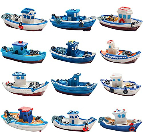 12 Piezas De Miniaturas De Barcos Veleros Mediterráneo...