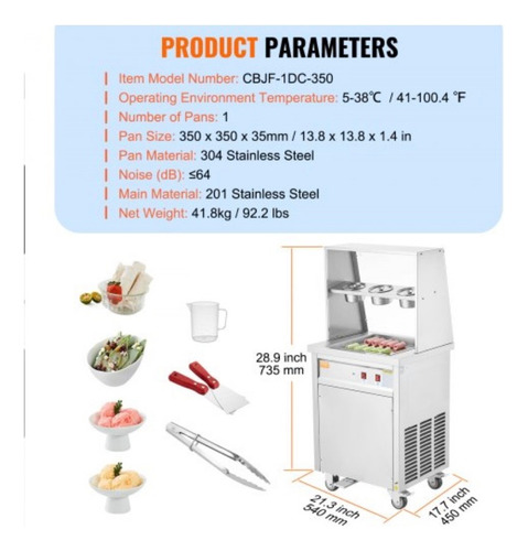 Máquina De Rollos De Helado Frito 13.8x13.8 Pulg Plateado 60hz
