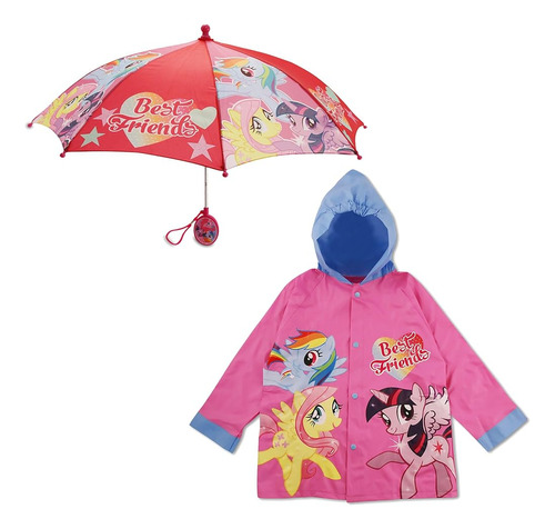 Paraguas Hasbro Girls My Little Pony Kids Con Poncho A Juego
