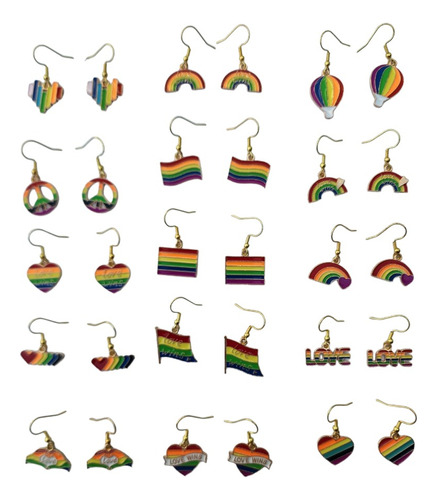 Lote De Aretes Pride Gancho  Arcoíris Lgbt Gay Orgullo 