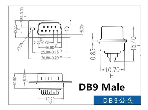 Por 3und Modulo Conector Db9 Macho Aereo Para Cable Serie Se