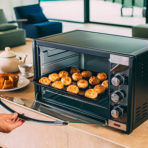 Forno Elétrico De Bancada 45 Litros, Luz Interna 110v Moob Cor Preto
