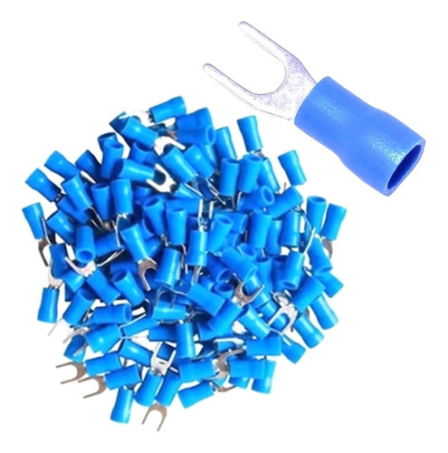 100pçs Terminal-garfo Isolado Azul 1,5 A 2,5mm Technoise