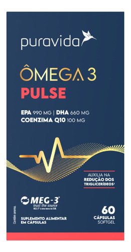 Omega 3 Pulse com Coenzima Q10 60 Capsulas Puravida