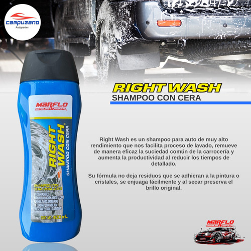 Shampu Automotriz Con Cera Marflo Right Whash 400 Ml