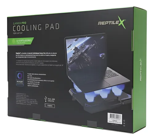 Imagen 2 del producto Ventilador Notebook Gamer Reptilex 6 Aspas Alto Flujo Rx0025 Negro Azul
