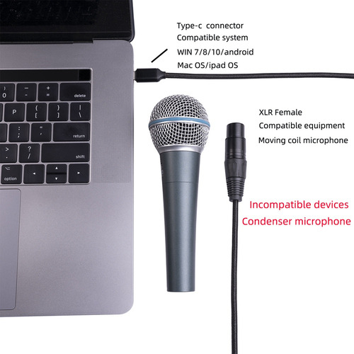 Adaptador Usb C A Xlr C Macho A Xlr Hembra De 3 Pines Mi