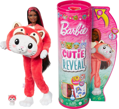 Barbie Cutie Reveal Gata/panda Rojo