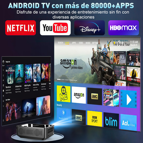Proyector 8k Profesional Android 9.0 Xnano Full Hd 16000 Lúmenes 4 Gb Ram + 16 Gb Rom Bluetooth 5.0 Wifi 5g / 2.4g