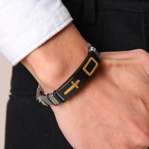 Imagem 4 de 5 de Pulseira Masculina Bracelete Cruz
