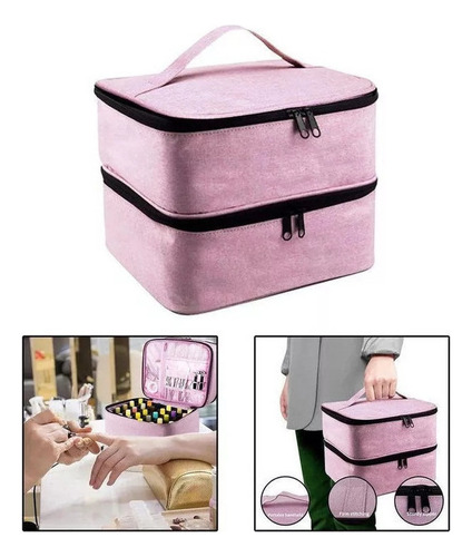 Bolsa De Almacenamiento De Esmalte De Uñas Rosa Portátil
