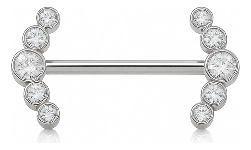 Piercing Mamilo Antialérgico Titânio 16mm 5 Zircônias Cachos Cor Prateado