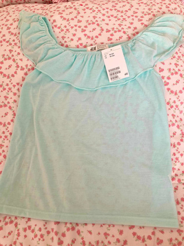 Remera Blusa H&m Nueva Talle 12 Con Etiquetas Color Aqua