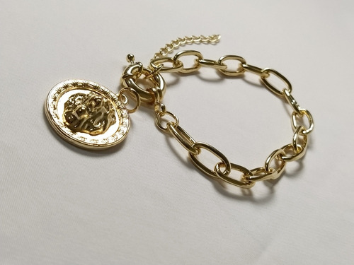 Pulseira Correntaria Fecho Bóia E Pingente Leão