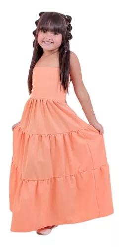 Vestido Longo Soltinho Infantil Meninas De 4 a 12 anos Verão Modinha Infantil