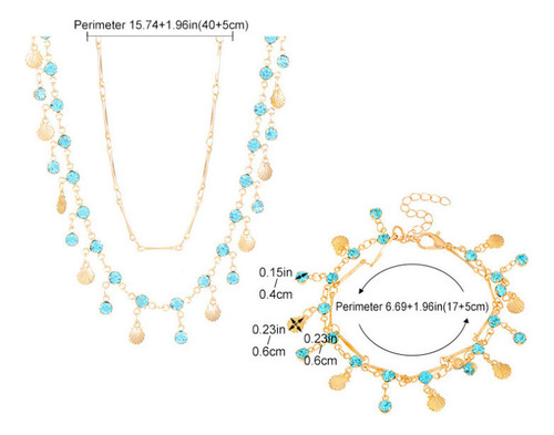 Collar Conchas Doble Capa Superbrillante Pulsera De Conchas