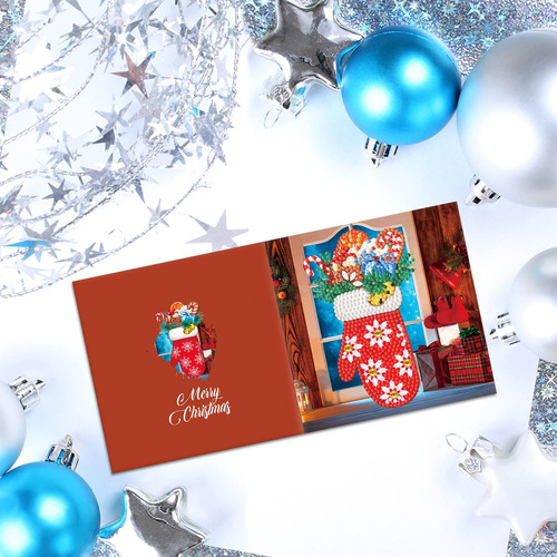 Huacan Tarjetas De Navidad 5d Diy Diamond Pintura Redonda De