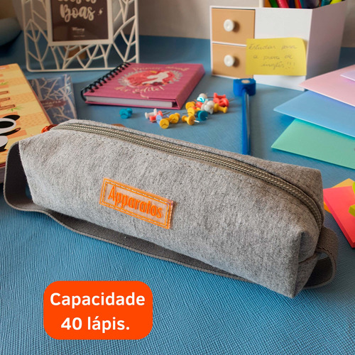 Estojo Pequeno Com Elástico ( Laranja )