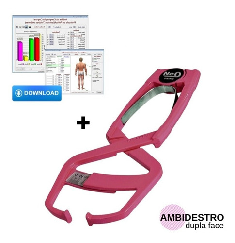 Imagem 2 de 4 de Adipômetro Clínico Prime Med Neo Plus Rosa Com Softwares