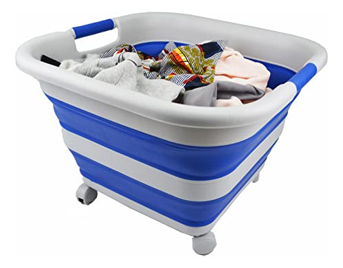 Cesta Plegable 39l Con Ruedas Y Contenedor De Almacenamiento