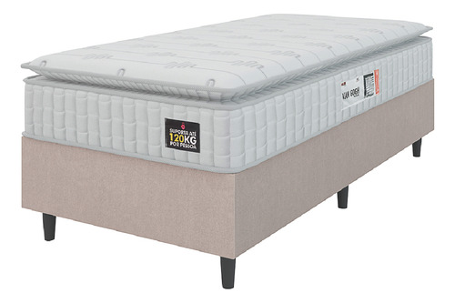 Cama box solteiro espuma D33 Vangogh pillow bege 88x188cm 120kg cor Branco