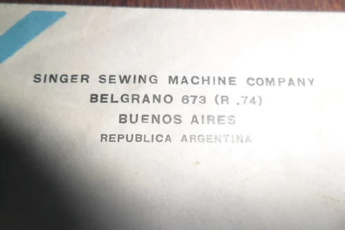 Singer Sewing Machine Company Bs As Sobre Via Aerea