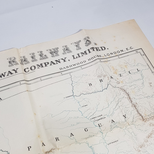 Antiguo Mapa Ferrocarril Arg Inglés 1912 Único Doc Mag 62098 (Usado)