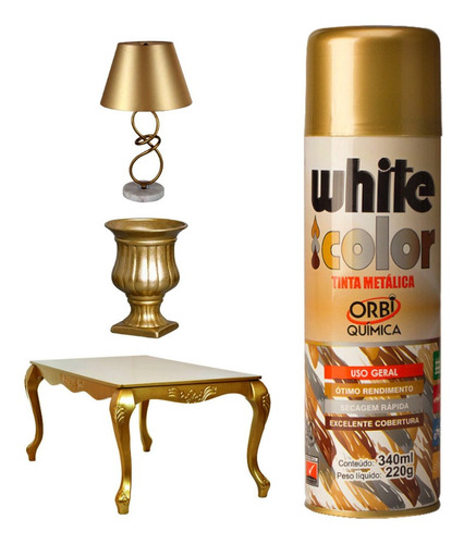 Tinta Spray Dourado Uso Geral Artesanato 340ml