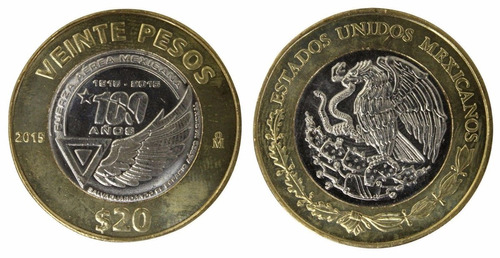 México 2015 :  Moneda $20 Centenerio De La Fuerza Áerea A1