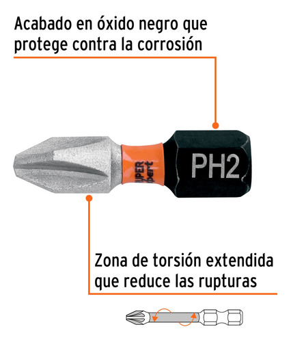 Estuche 5 Puntas De Cruz Ph2 De Impacto 1'' Truper 103022