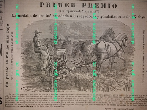 Diario El Siglo 1874 Aviso De  Ferretería De Antonio Rubio 