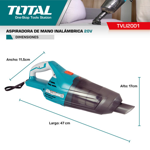 Aspiradora De Mano Inalámbrica 20v 0.7 Lts Total Tvli2001