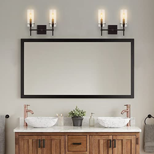 Lámpara De Hierro Y Cristal Led 2 Luces Bronce