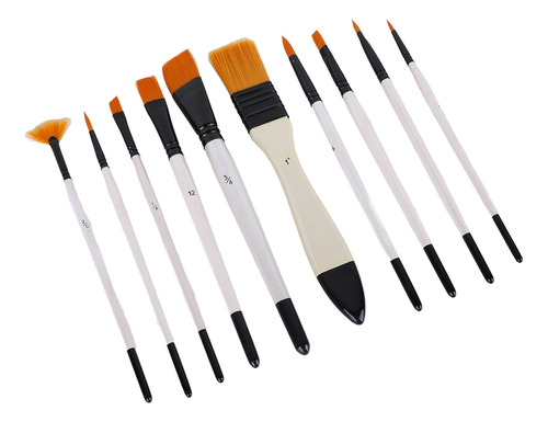 10 Brochas Para Pintura Al Óleo, Varilla Blanca, Lana De Nai