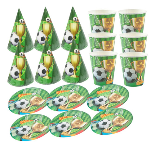 Platos Vasos Gorros De Futbol Para Cumpleaños 18 Unidades 