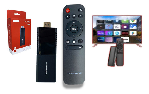 Tomate Sitick Mcd-123 4k Android Tv Stick Google Assistente Cor Preto Tipo de controle remoto REMOTO